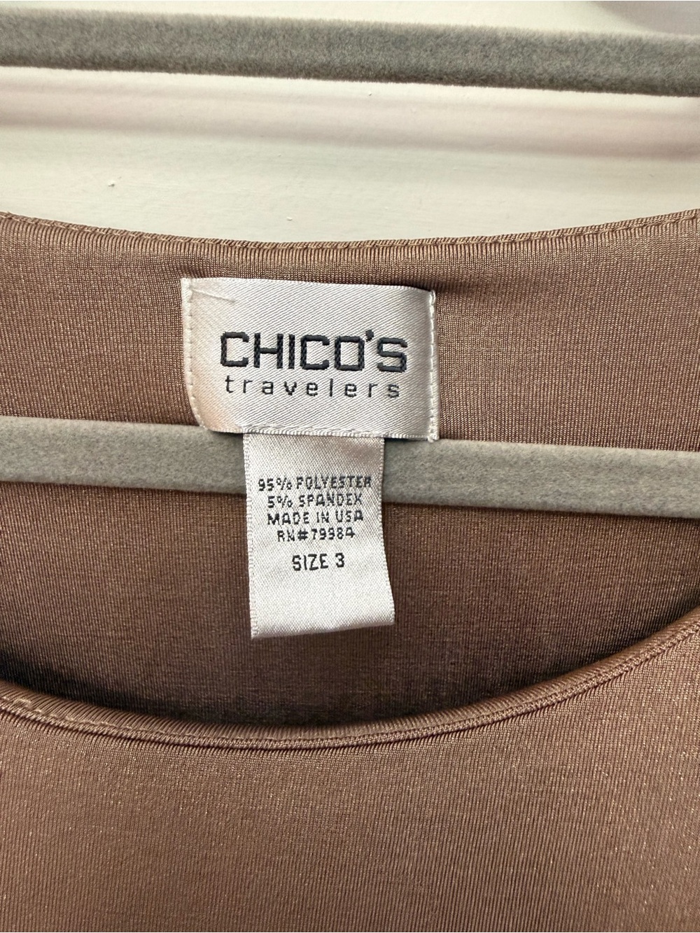 Chico's Brown Golden Short-Sleeve Scoop Neck Top Size 3 - Picture 4 of 7